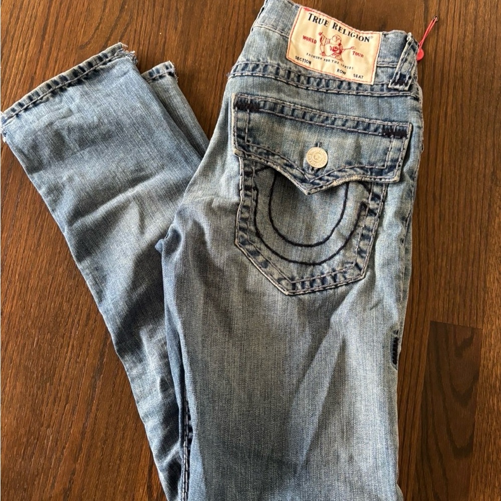 True Religion Men's Light Blue Straight Jeans